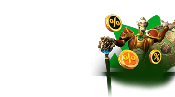 Image of a golden figure holding a staff with coins and percentage symbols, representing the cashback bonus at Champion Slots Casino.